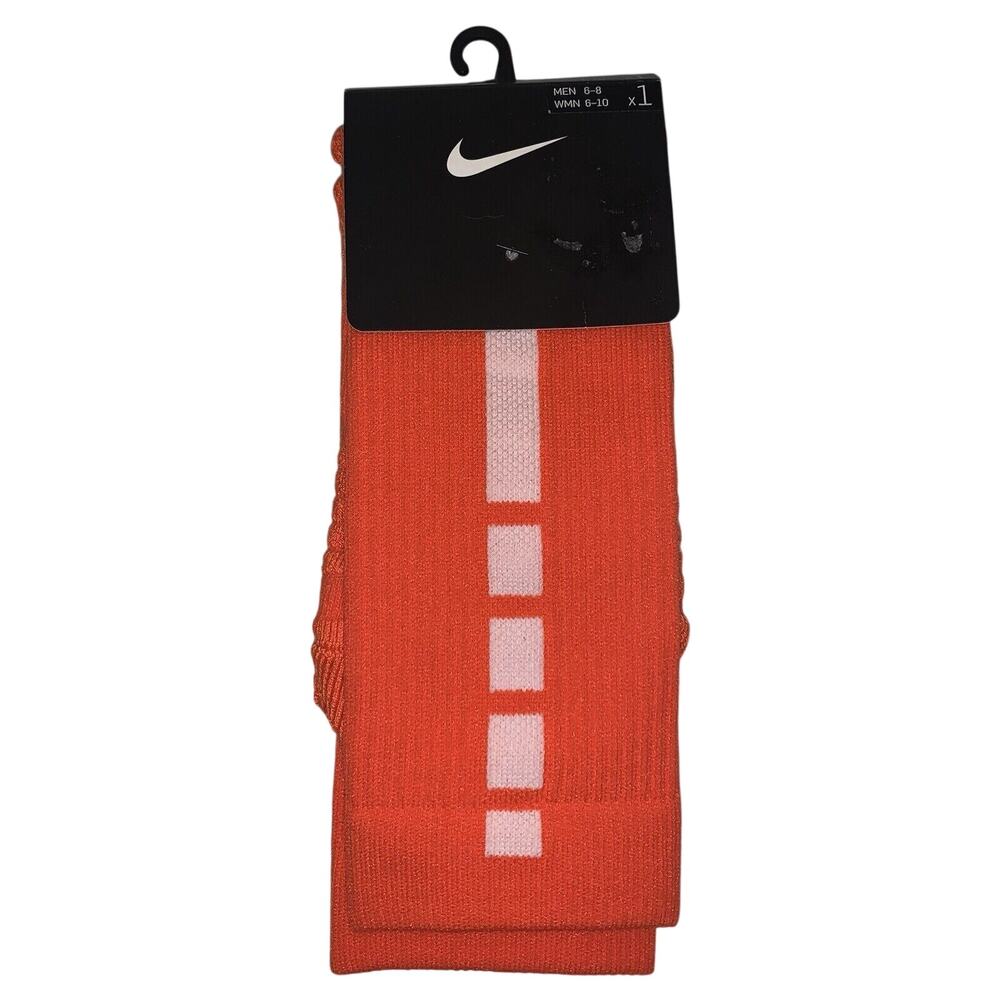 2018 Nike Elite Basketball Crew Socks Orange White PS0003-894 Size M Men 6-8 NWT